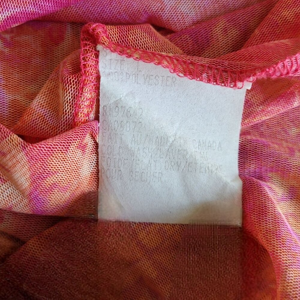 Vintage Y2K Babydoll Tee Red Orange Pink Semi-Sheer Flirty Early 2000s Top - Picture 7 of 7